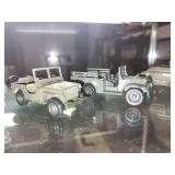 Collection of Military Model Vehicles with Tank, Jeeps, and Scout Car