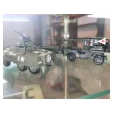 Collection of Military Model Vehicles with Tank, Jeeps, and Scout Car