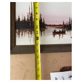 Framed Signed Landscape Painting of Canoe in Forest