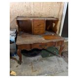 Antique Wooden Vanity Desk with Storage Drawers