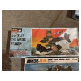 Collection of 3 Vintage Aircraft Model Kits: P-39 Airacobra, Junkers Ju 88, AC-47