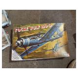 Collection of 3 Model Aircraft Kits: Focke Wulf, Messerschmitt, and Kingfisher