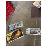 Set of 3 Vintage WWII Aircraft Model Kits - Dornier, Mosquito, Mustang P-51B