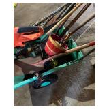 Assorted Lawn Care and Garden Tool Collection with Wheelbarrow