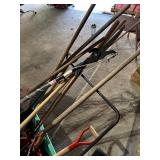 Assorted Lawn Care and Garden Tool Collection with Wheelbarrow