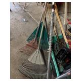 Assorted Lawn Care and Garden Tool Collection with Wheelbarrow