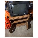 Used Magnavox CRT Television with Oak Entertainment Stand