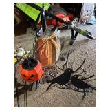 Assorted Outdoor Halloween Decorations with Ghosts and Pumpkin