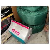 Green Sleeping Bag and MiniMate Igloo Cooler Set