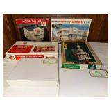 Collection of Bachmann Plasticville O Scale Model Kits - Hospital, Apartment House, Colonial Church