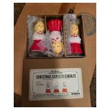 Set of 12 Santa Themed Drinking Glasses and 3 Christmas Caroler Candles