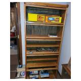 Oak Modular Wood Bookcase with Glass Door and Storage