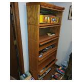 Oak Modular Wood Bookcase with Glass Door and Storage