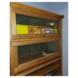 Oak Modular Wood Bookcase with Glass Door and Storage