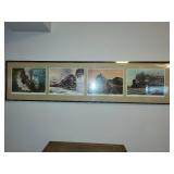Collection of 5 Framed Railway Prints - Historical Train Illustrations