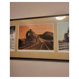 Collection of 5 Framed Railway Prints - Historical Train Illustrations