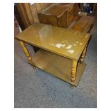 Set of 2 Vintage Wooden Tables with Drawer and Shelf