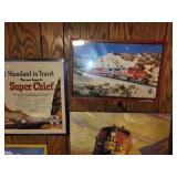 Collection of Framed Santa Fe Railway Memorabilia