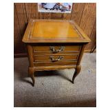 Vintage Wooden End Table with Drawers