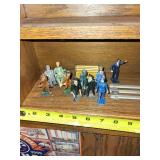 Collection of 10 Vintage Metal Toy Figures with Train Accessories