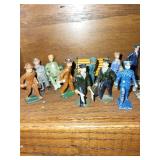 Collection of 10 Vintage Metal Toy Figures with Train Accessories