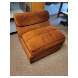 Vintage Mid-Century Modern Orange Velvet Lounge Chair