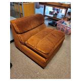 Vintage Mid-Century Modern Orange Velvet Lounge Chair
