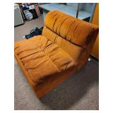 Vintage Mid-Century Modern Orange Velvet Lounge Chair