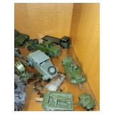 Collection of Green Military Model Vehicles and Figures
