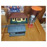 Collection of Lionel Train Accessories including Buildings and Water Tower