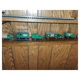 Collection of 6 Vintage Railway and Delivery Toy Trucks with Protective Cases
