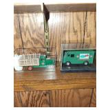 Collection of 6 Vintage Railway and Delivery Toy Trucks with Protective Cases