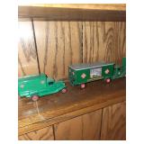 Collection of 6 Vintage Railway and Delivery Toy Trucks with Protective Cases