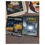 Collection of Train-Themed Books, Posters, and Art Prints