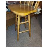 Wooden Bar Stool with Spindle Back Design