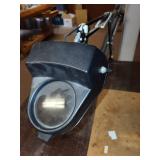 Vintage Wooden Desk with Attached Lamp and Storage Drawers