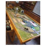 Model Railroad Layout Table Set with Tracks and Accessories
