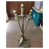 Vintage Brass Fireplace Tool Set with Stand