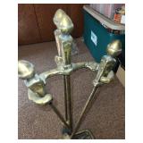 Vintage Brass Fireplace Tool Set with Stand