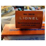 Set of 2 Lionel Toy Train Cars: Reconnaissance Copter Car and Minuteman Missile Launching Car