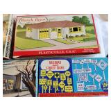 Plasticville U.S.A. O/S Scale Model Lot with Buildings and Signs
