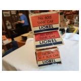 Lionel Train Post-War Era Tank Cars - No. 6015 Tank, No. 6555 Tank, and 3473 W.P. Box Car with Original Boxes