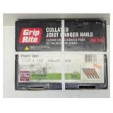 Grip Rite 1-1/2" x .148", 33 Degree Paper Tape, Round Head Joist Hanger Nails, Hot Galvanized, Smooth Shank, (3,000/Carton)