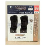 Copper Fit Elite Knee Compression Sleeve S/M Copper Infused AirFlow 2 Pack