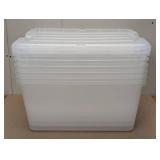 IRIS USA 45 Quart Plastic Storage Container Bin with Latching Lid, Pearl, 6 Pack