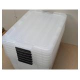 IRIS USA 45 Quart Plastic Storage Container Bin with Latching Lid, Pearl, 6 Pack