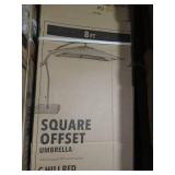 Hampton Bay 8 ft. Square Aluminum and Steel Cantilever Offset Outdoor Patio Umbrella in Chili Red