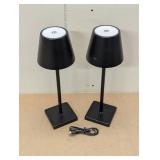 Mikasa Cordless Rechargeable Set of 2 Table Lamps - Black