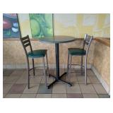 COMMERCIAL RESTAURANT DINING TABLE & BAR STOOLS (2) GREEN