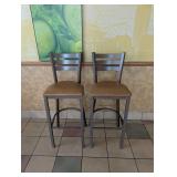 COMMERCIAL RESTAURANT DINING TABLE & BAR STOOLS (2) TAN